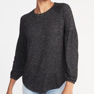 Old Navy Balloon / Bell Sleeve Charcoal Gray Top